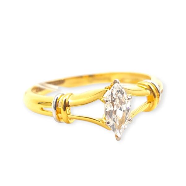 Ladies Gold Ring with Plain Design with Beautiful Stone